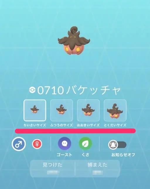 バケッチャの図鑑表示