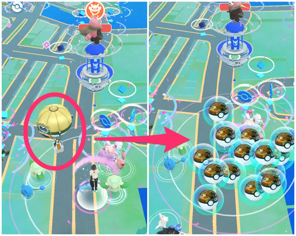 気球からGOサファリボールをゲット