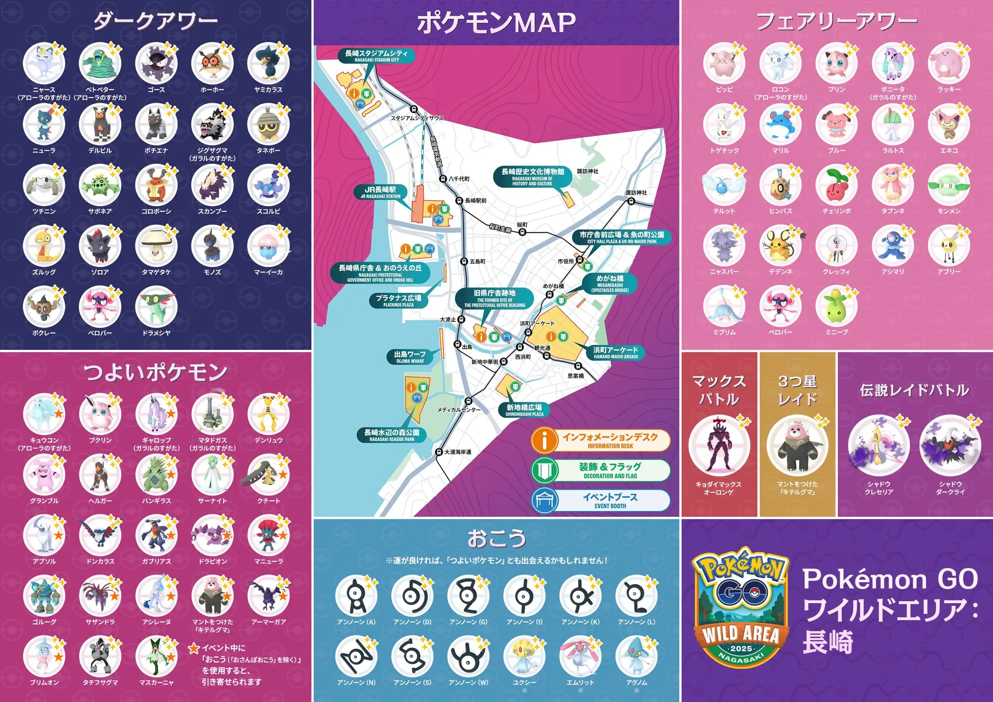 ワイルドエリア長崎出現ポケモンマップ