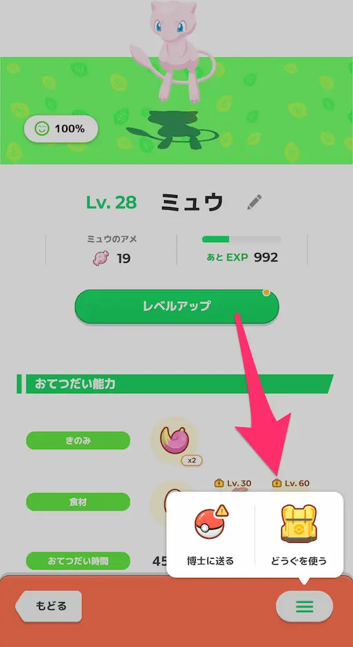 ミュウから道具を使う