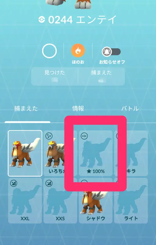 エンテイ図鑑の100％