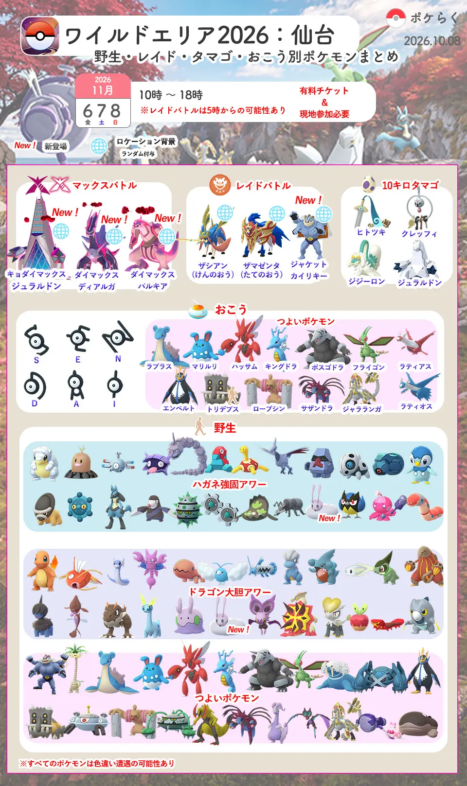 ワイルドエリア2026仙台出現ポケモン入手方法まとめ