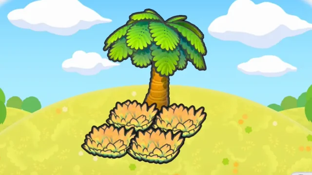 木かげの黄色の草むら