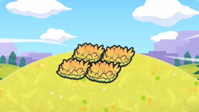 高台の黄色の草むら