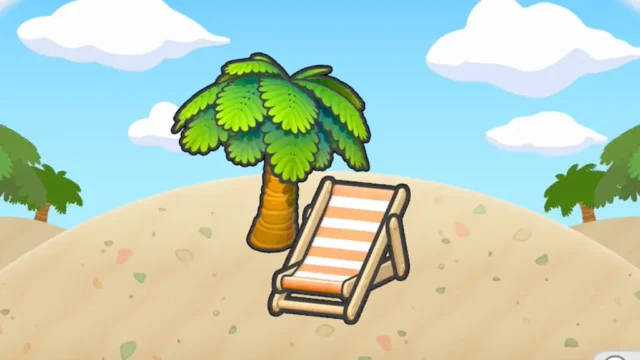 ビーチの木かげ