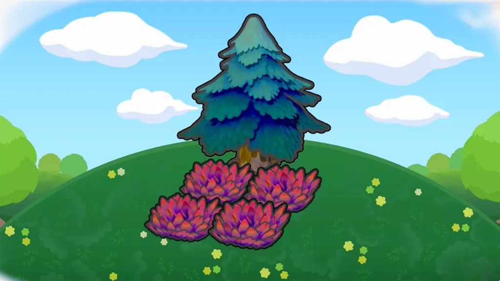 木かげの赤い草むら