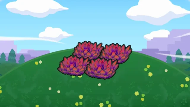 高台の赤い草むら