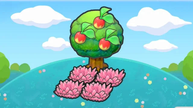 木かげのピンクの草むら