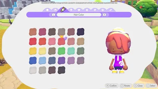 髪の毛の色の選択