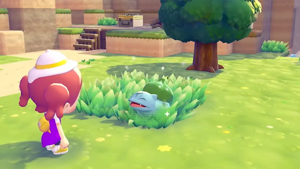 草むらでフシギダネに遭遇